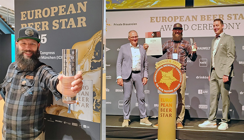 Collin receiving Beer Star award